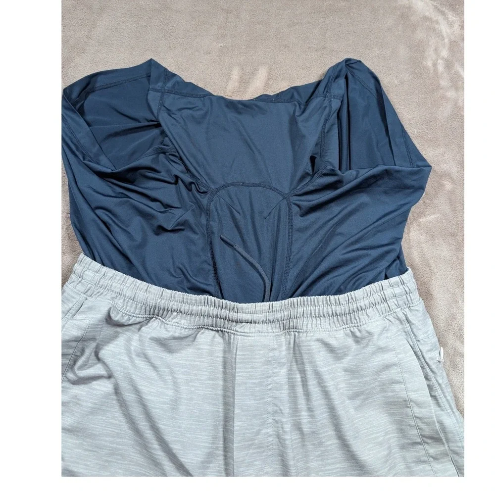 Birddogs Gym Shorts Men XXL Gray Space Dye Elastic Waist Zipper Pockets Athletic
